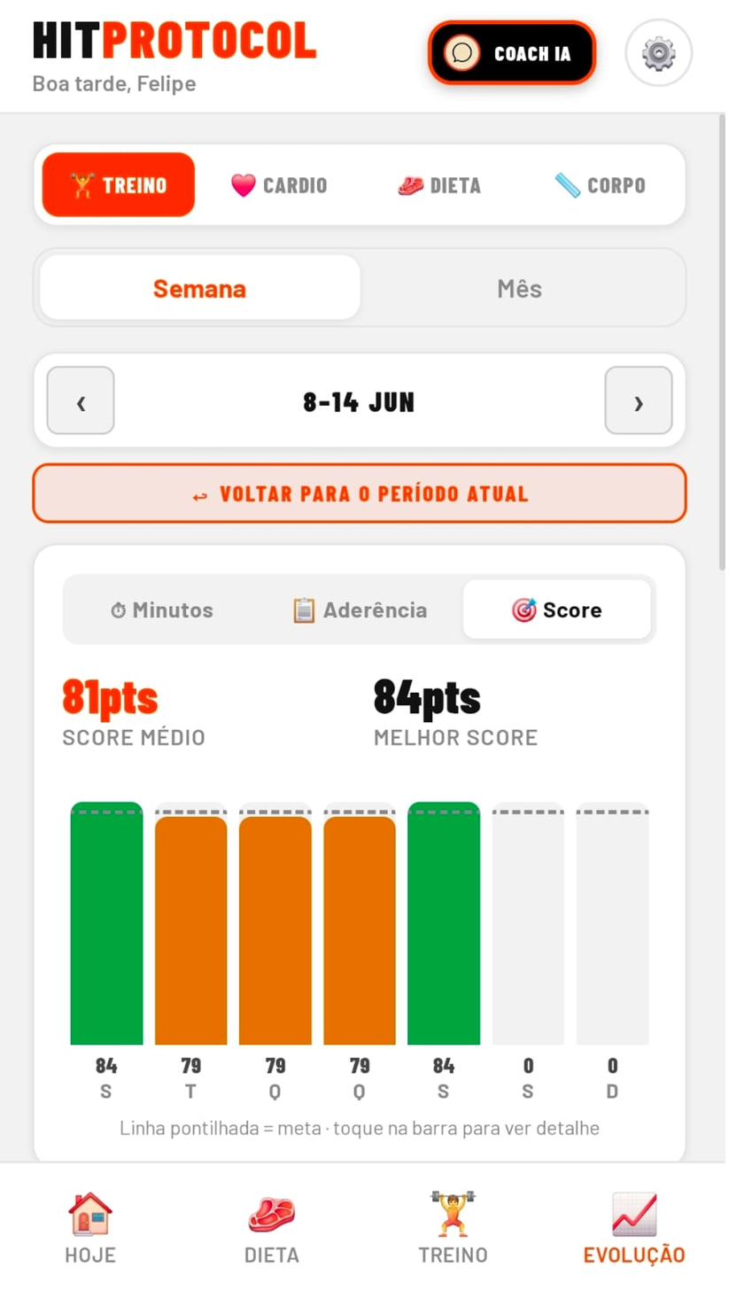 Training score evolution